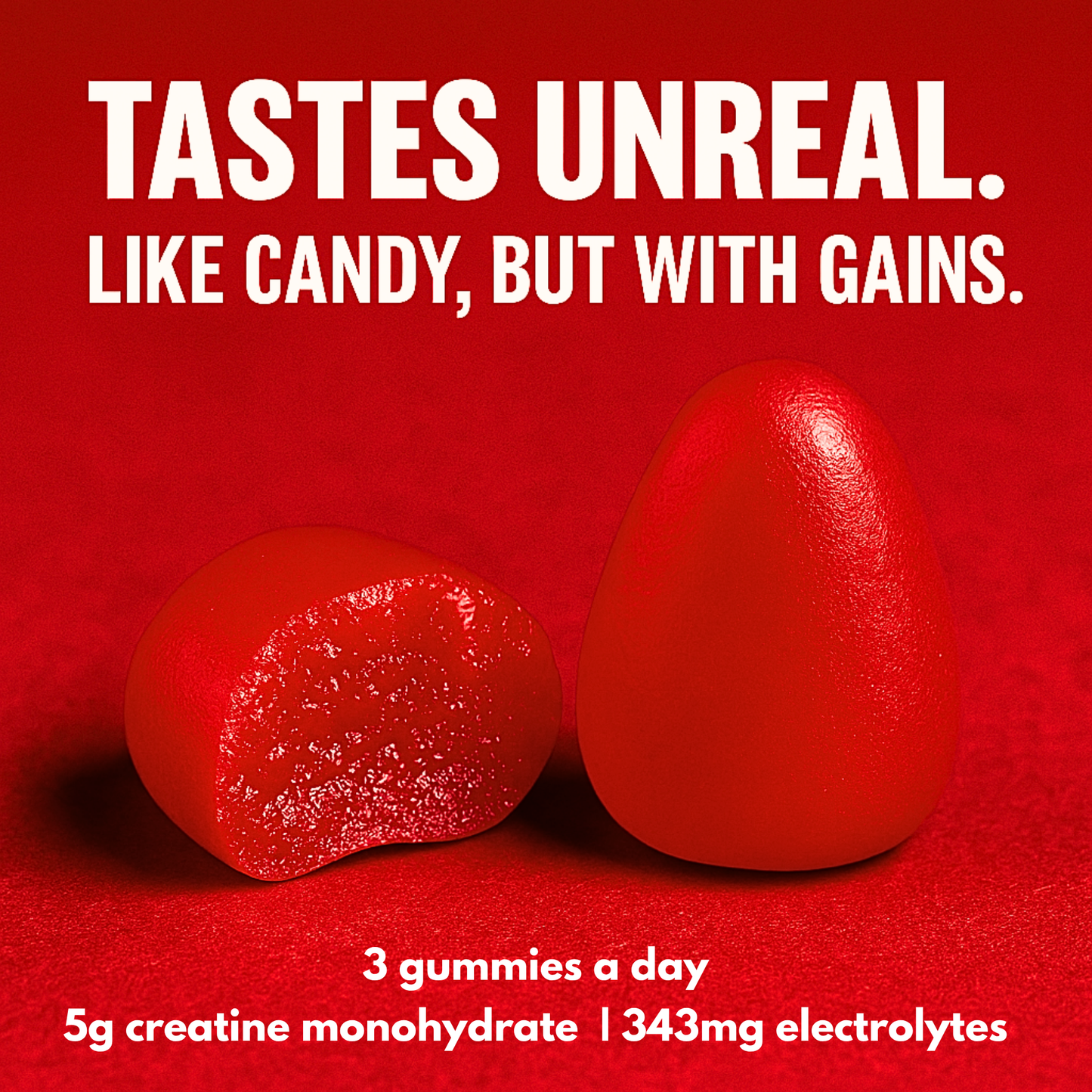Creatine Gummies + Electrolytes | 5000mg, 30+ days, Strawberry