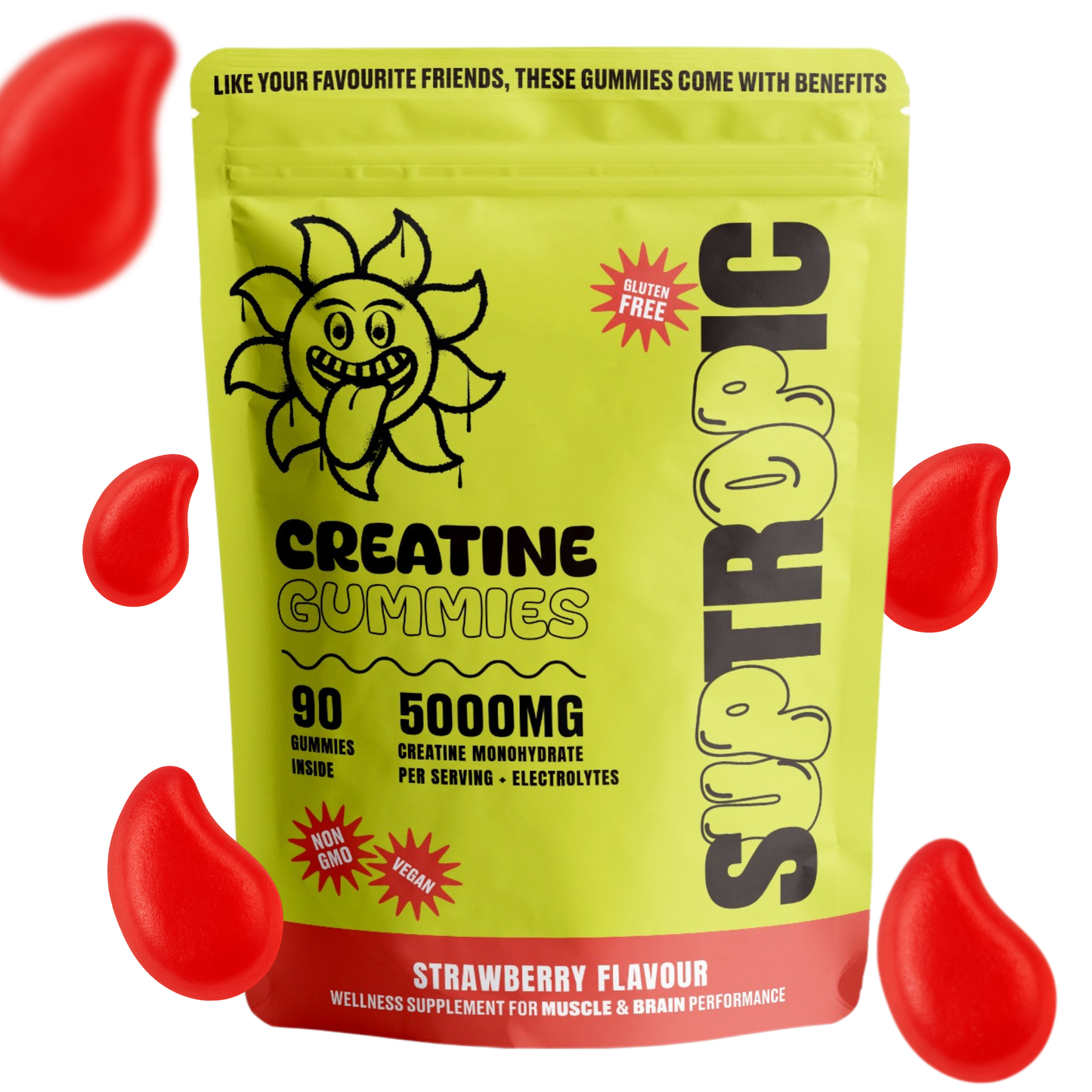 Creatine Gummies + Electrolytes | 5000mg, 30+ days, Strawberry