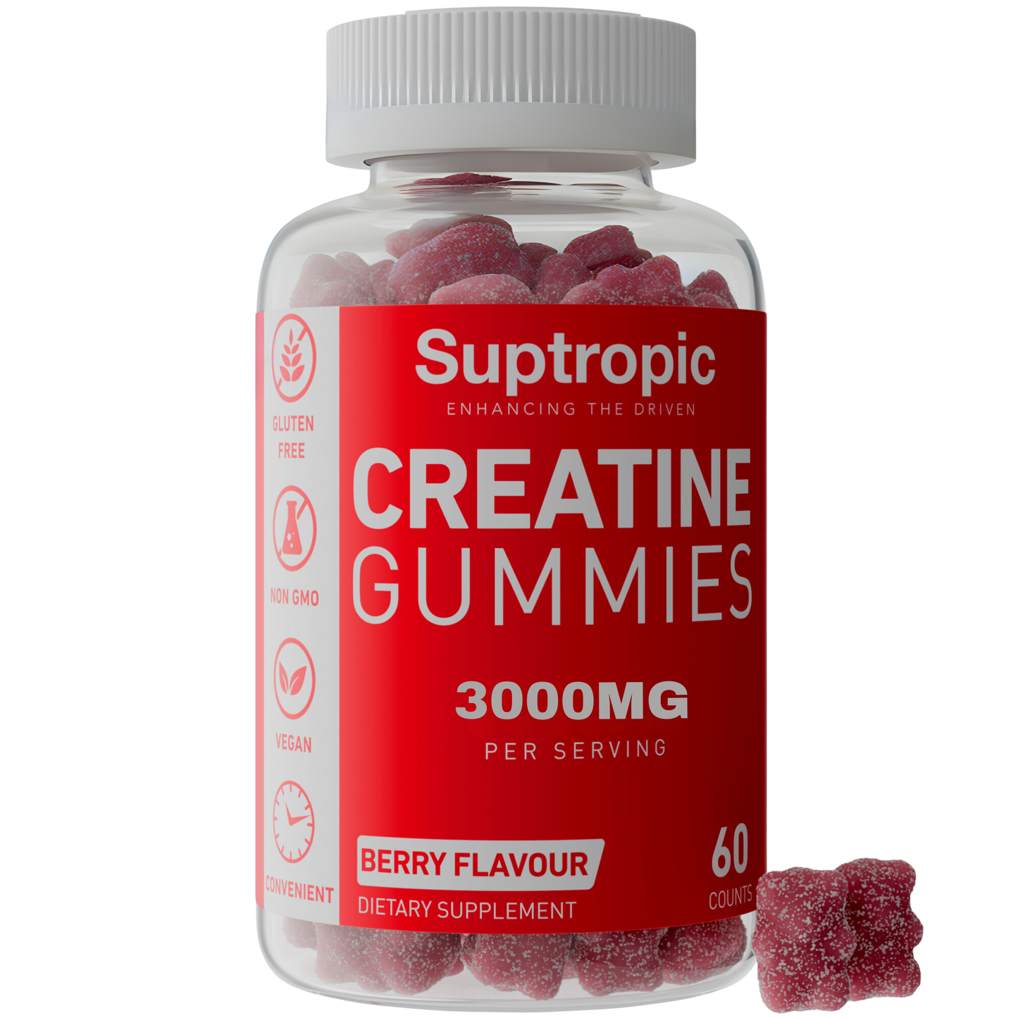 Creatine Gummies, 3000mg per serving (30days), 60 gummies, Creatine Monohydrate