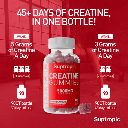 Creatine Gummies, 5000mg per serving (30days), 90 gummies, Creatine Monohydrate