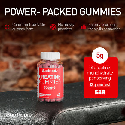 Creatine Gummies, 5000mg per serving (30days), 90 gummies, Creatine Monohydrate